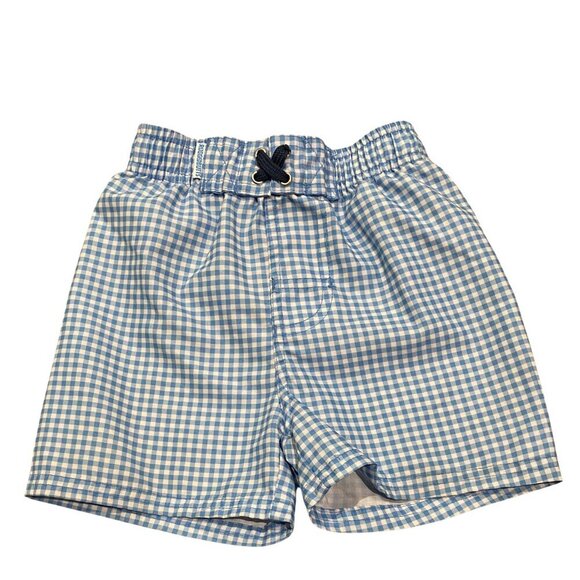 Rugged Butts Toddler Boy's Blue/White Checked Swim Trunks - Picture 1 of 3